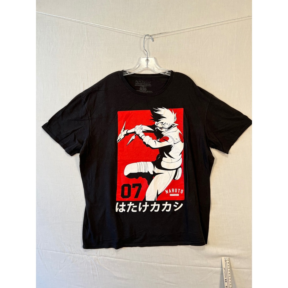 Naruto Shippuden Kakashi Hatake Graphic Tee Black Mens 2XL Short Sleeve T-Shirt